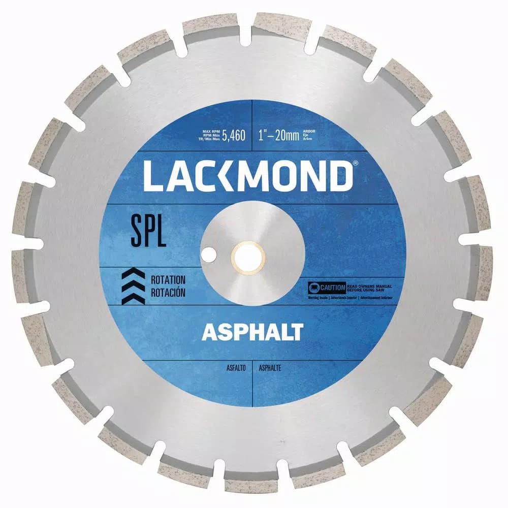 Lackmond SPL Series 20 in. Asphalt and Block Diamond Saw Blade - 1 in. Arbor
