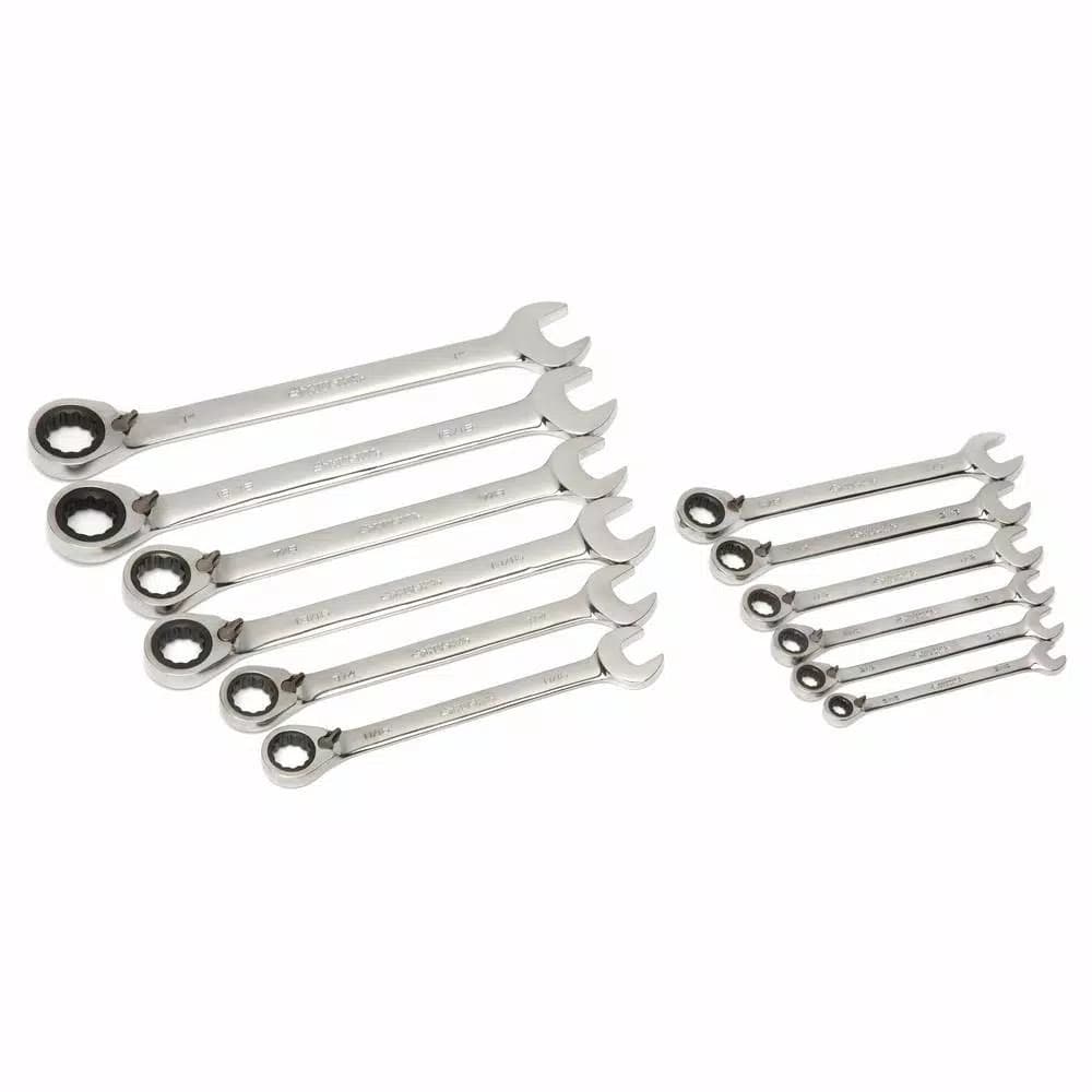 Husky Master SAE Reversible Ratcheting Wrench Set, 12-Piece, Chrome Finish