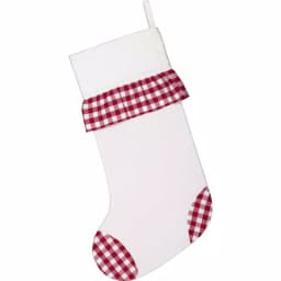 VHC Brands Emmie 20 in. Red Check Ruffle Farmhouse Christmas Stocking thumbnail 2