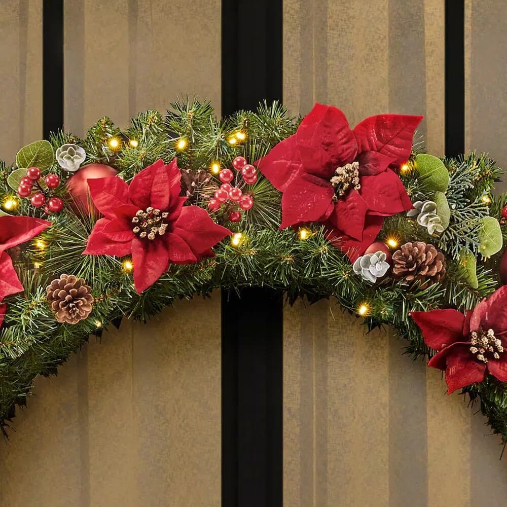 Home Accents Holiday Home Accent Holidays 48 in. Berry Bliss Pre-Lit LED Artificial Christmas Wreath