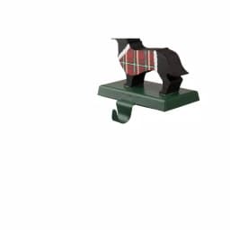 Glitzhome Dachshund Wooden and Metal Stocking Holder, Plaid Outfit & Santa Hat Holiday Decor thumbnail 3