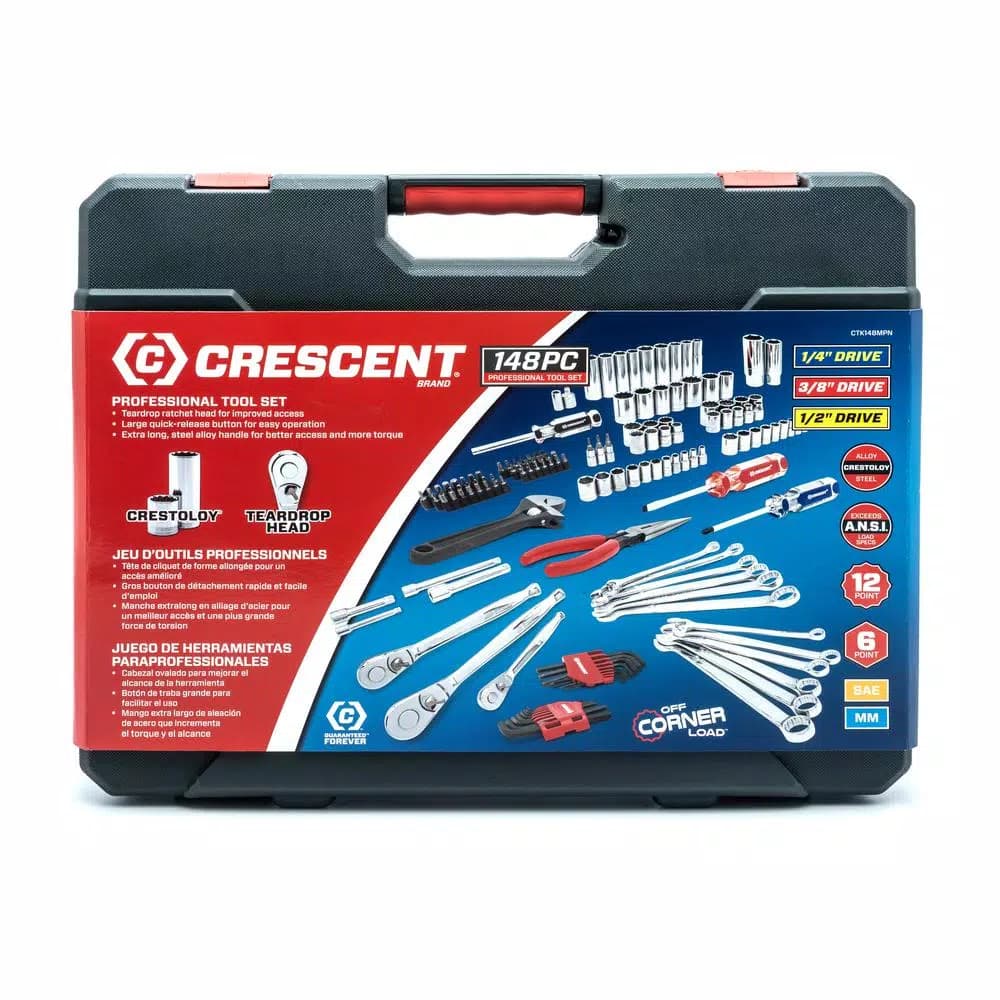 Crescent 148-Piece Mechanics Tool Set with 1/4 in., 3/8 in., and 1/2 in. Drives