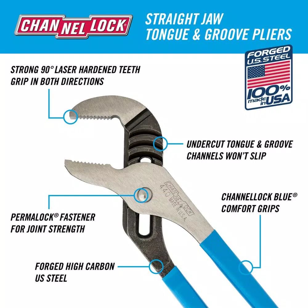 CHANNELLOCK 12 in. Straight Jaw Tongue and Groove Pliers