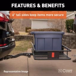 CURT 60" x 24" Black Steel Basket Cargo Carrier, 2" Fixed Shank, 500 lb. Capacity thumbnail 4