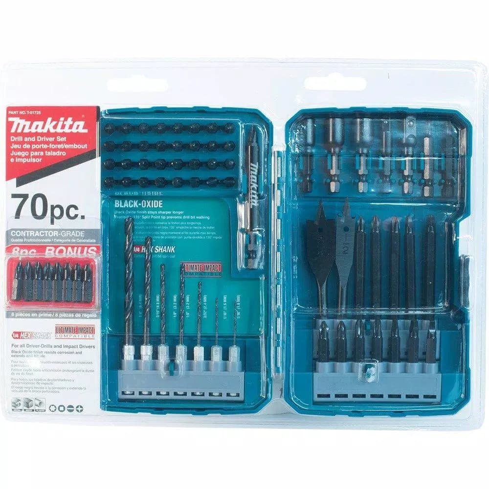 Makita T-01725 70-Piece Impact Drill-Driver Bit Set, S2 Steel