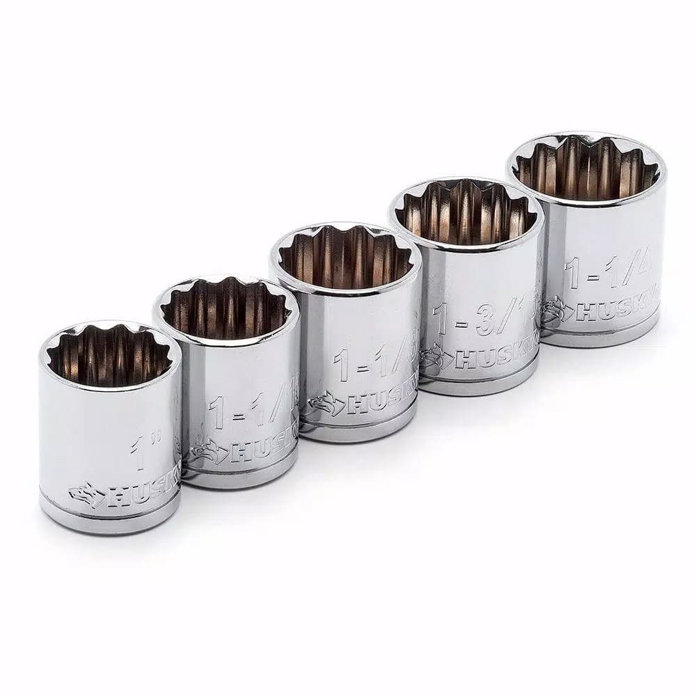 Husky 1/2 in. Drive SAE X-Large 12-Point Socket Set, 5-Piece