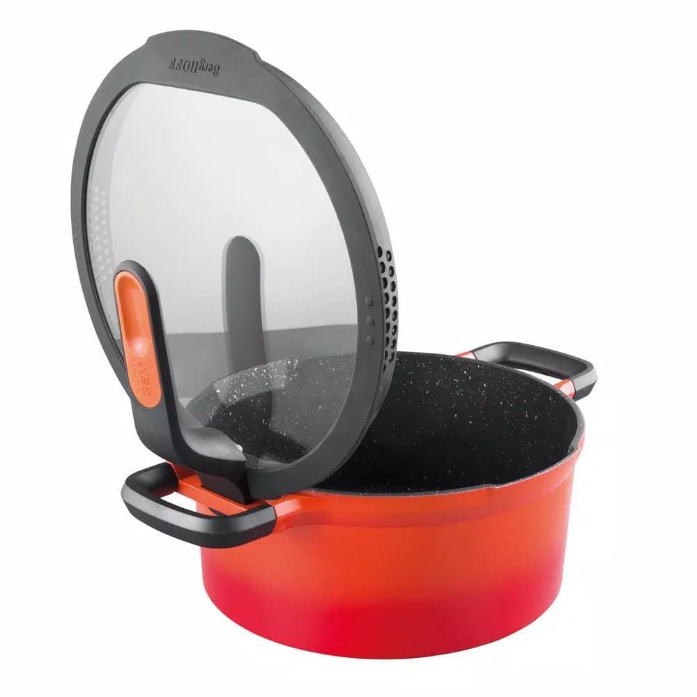 BergHOFF GEM Stay Cool 3 qt. Cast Aluminum Nonstick Casserole Dish with Glass Lid, Orange