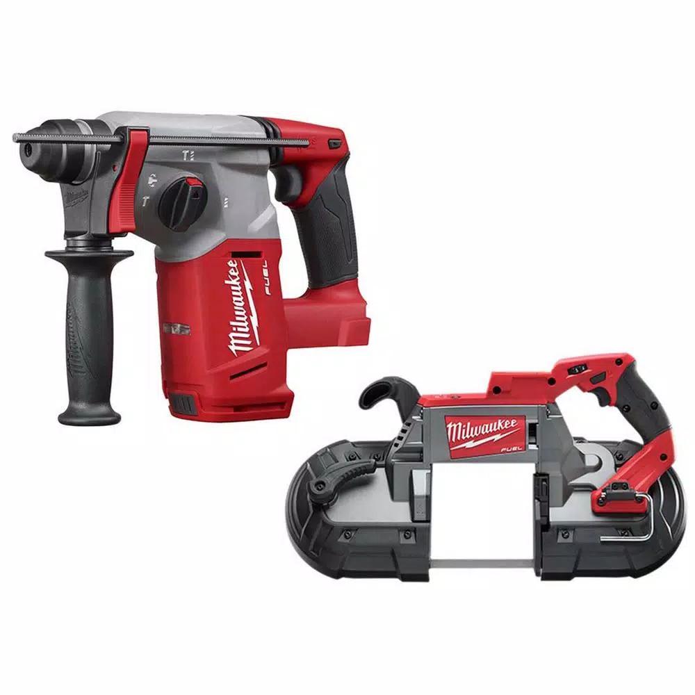 Milwaukee M18 FUEL 1 in. SDS-Plus Rotary Hammer and Deep Cut Band Saw 2-Tool Combo Kit