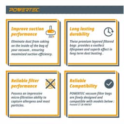 POWERTEC Self-Cleaning Filter Replacement Bags for Festool CT 26 (5-Pack) thumbnail 3