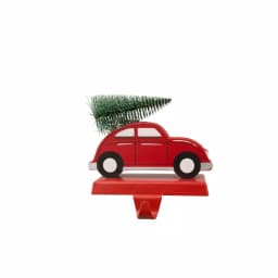 Glitzhome Red Car Wooden and Metal Christmas Stocking Holder - Travel Theme Holiday Decor thumbnail 1