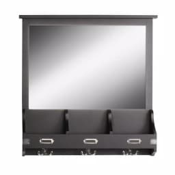 Kate and Laurel Stallard Black Multi-Function Wall Mirror Memo Board with Hooks and Pockets thumbnail 2