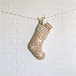 VHC Brands 15 in. Cotton Pearlescent Natural Tan Coastal Christmas Stocking thumbnail 3