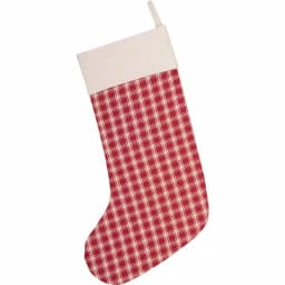 VHC Brands 20 in. Red Plaid Cotton Christmas Stocking - Farmhouse Holiday Decor thumbnail 2