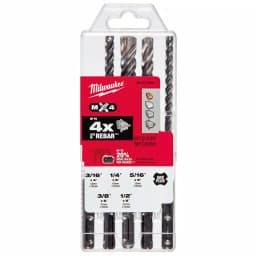 Milwaukee MX4 4-Cutter SDS-Plus Carbide Hammer Drill Bit Kit, 5-Piece thumbnail 3