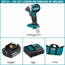 Makita 18V LXT Brushless Cordless Impact Driver Kit (3.0Ah) with 35-Piece Impact XPS Bit Set thumbnail 2