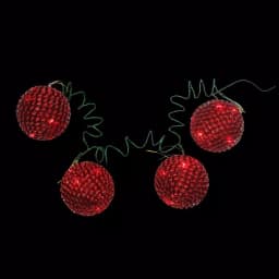 Unbranded Starlite Creations 4-Piece Red Tinsel LED Christmas Ornament Set, 36 Lights, 4 in. thumbnail 1