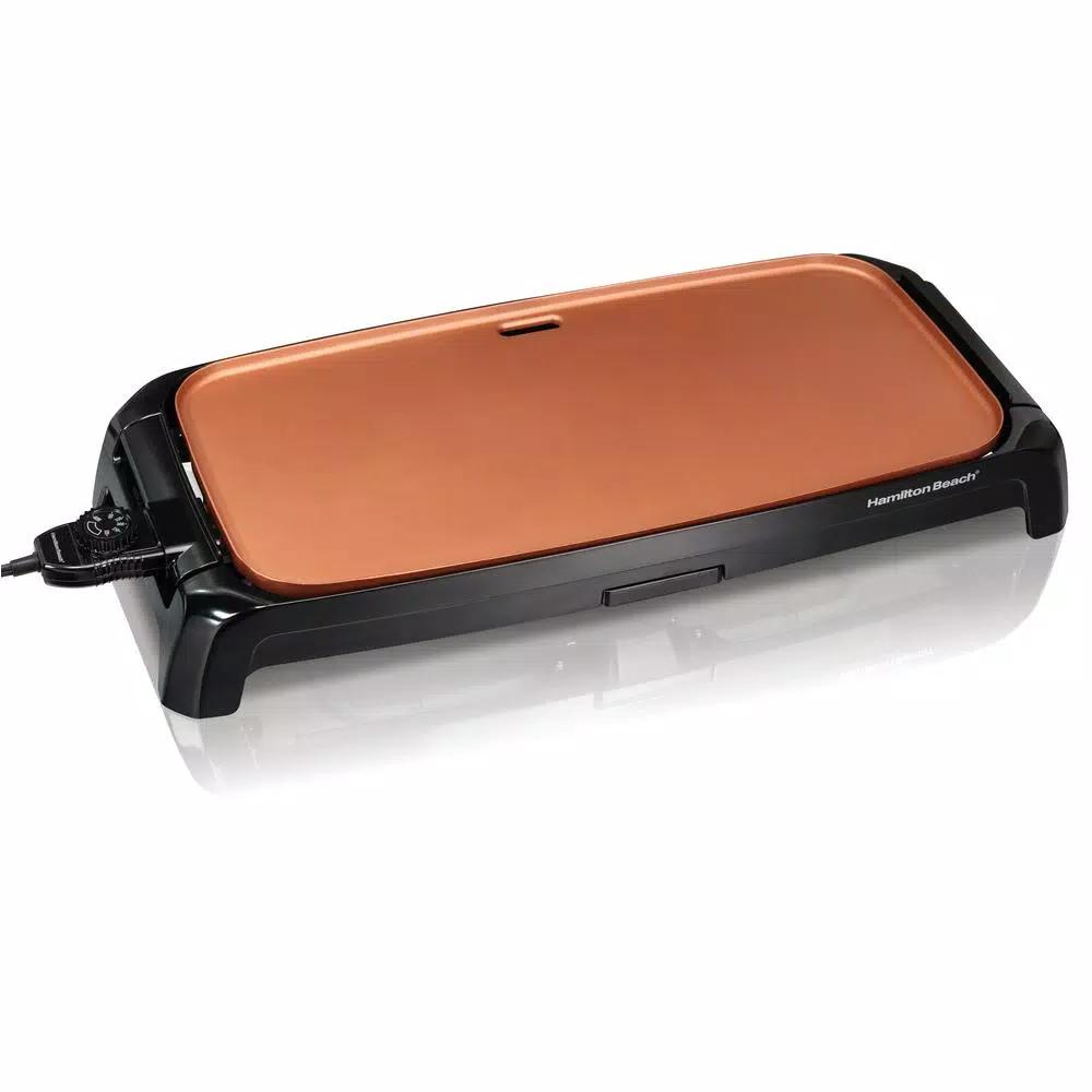 Hamilton Beach Reversible 200 sq. in. Durathon Ceramic Nonstick Electric Griddle, Black