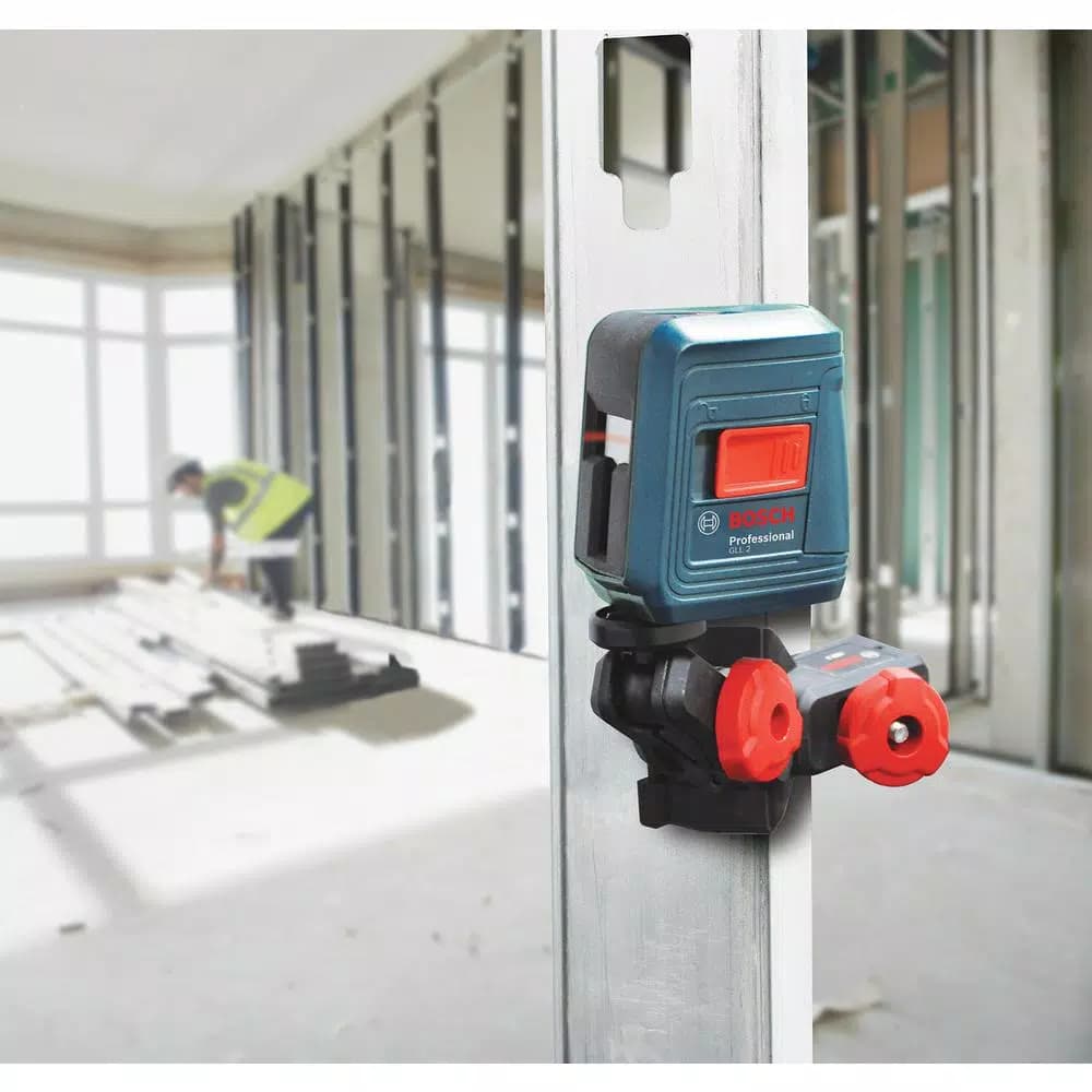 Bosch GLL 2 Self-Leveling Cross Line Laser Level with Flexible Clamping Mount, 30 ft. Range