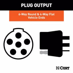 CURT Dual-Output 6-Way Round and 4-Way Flat Trailer Wiring Adapter for USCAR Connectors thumbnail 3