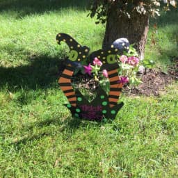 Unbranded 28 in. Metal Crashing Witch Yard Stake Halloween Decoration thumbnail 2