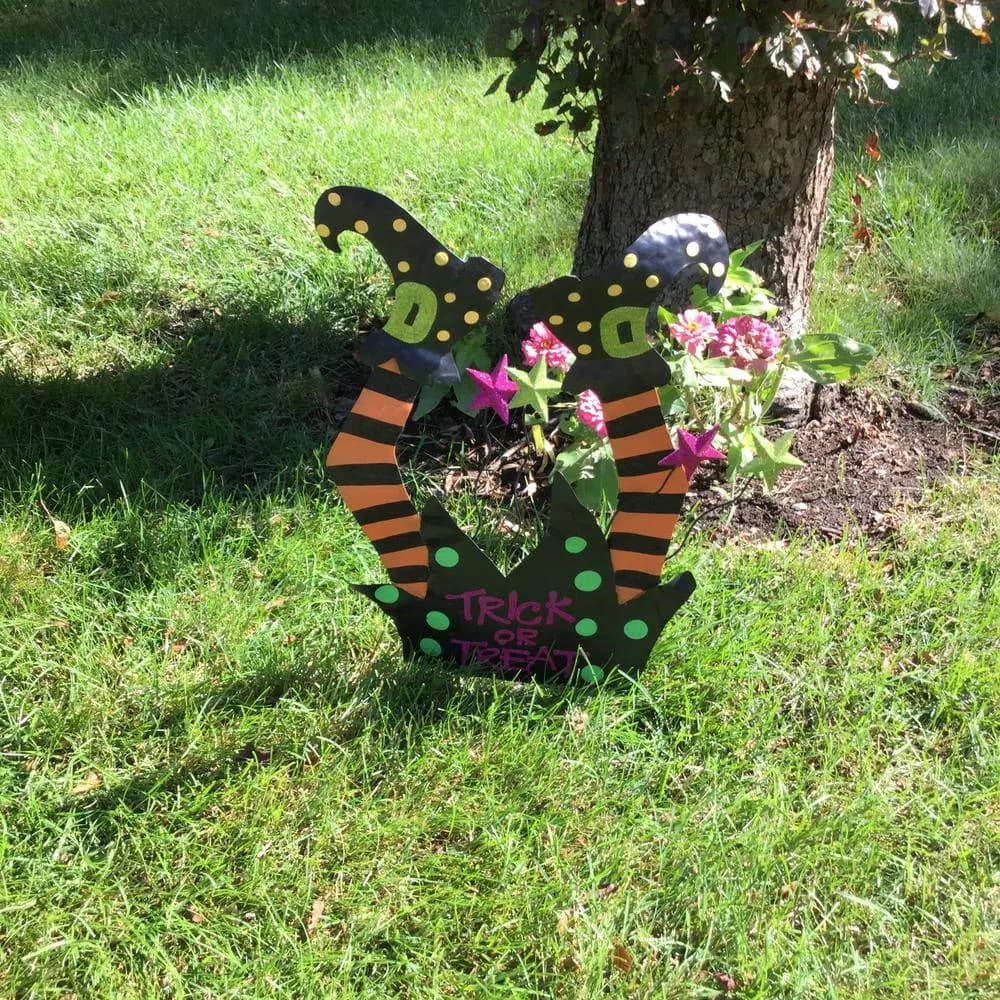 Unbranded 28 in. Metal Crashing Witch Yard Stake Halloween Decoration