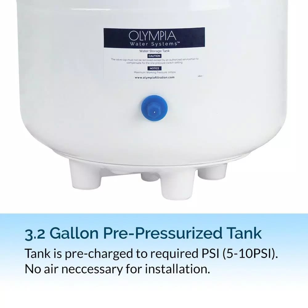 Olympia Water Systems 3.2 Gal. Pre-Pressurized Reverse Osmosis Water Storage Tank with Stainless Steel Stand