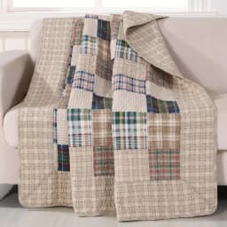 Unbranded Oxford Multi Quilted Cotton Throw, Reversible Plaid Patchwork Design thumbnail 1