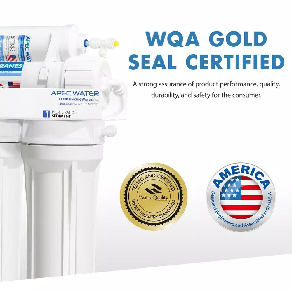APEC Water Systems APEC RO-Hi 5-Stage Reverse Osmosis Under-Sink Water Filtration System, 90 GPD, Fast Flow 3/8 in. Output