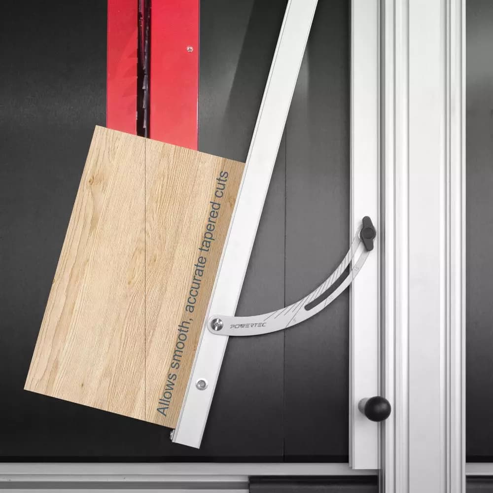 POWERTEC 24-Inch Aluminum Table Saw Taper Jig with Laser Etched Scale