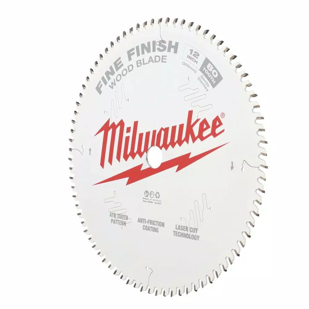 Milwaukee 12 in. 80-Tooth Fine Finish Circular Saw Blade, 1 in. Arbor