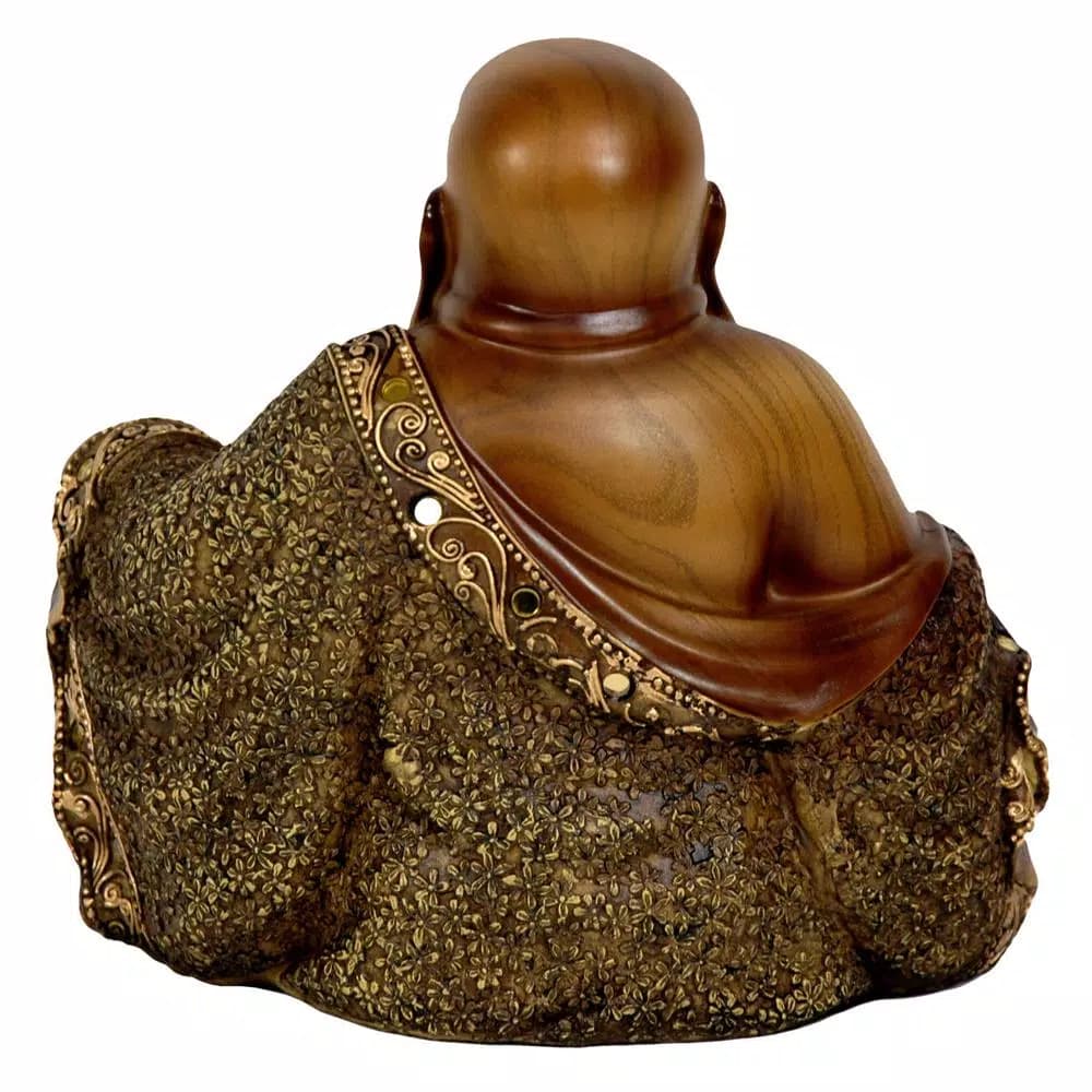 Oriental Furniture 6 in. Gold Laughing Buddha Statue - Hotei/Budai Decorative Resin Sculpture