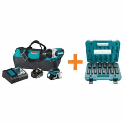 Makita 18V LXT Brushless High Torque 1/2 in. Sq. Drive Impact Wrench Kit with 14 Pc. Socket Set thumbnail 1