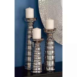 LITTON LANE Contemporary Silver Ceramic Tapered Cylinder Candle Holders, Set of 3 thumbnail 7