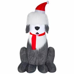 Home Accents Holiday 7 ft. Inflatable Fuzzy Plush Sheep Dog Christmas Decoration with LED Lights thumbnail 1