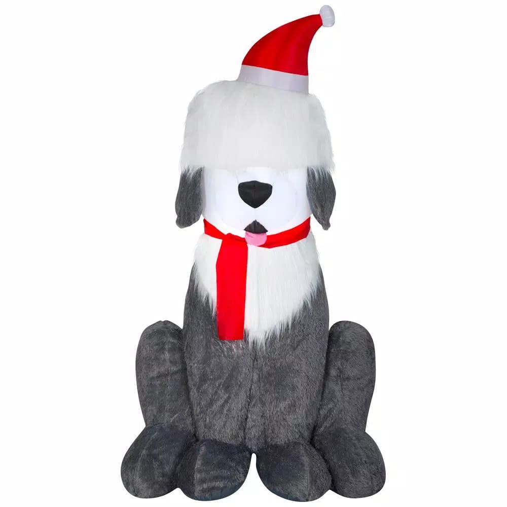 Home Accents Holiday 7 ft. Inflatable Fuzzy Plush Sheep Dog Christmas Decoration with LED Lights