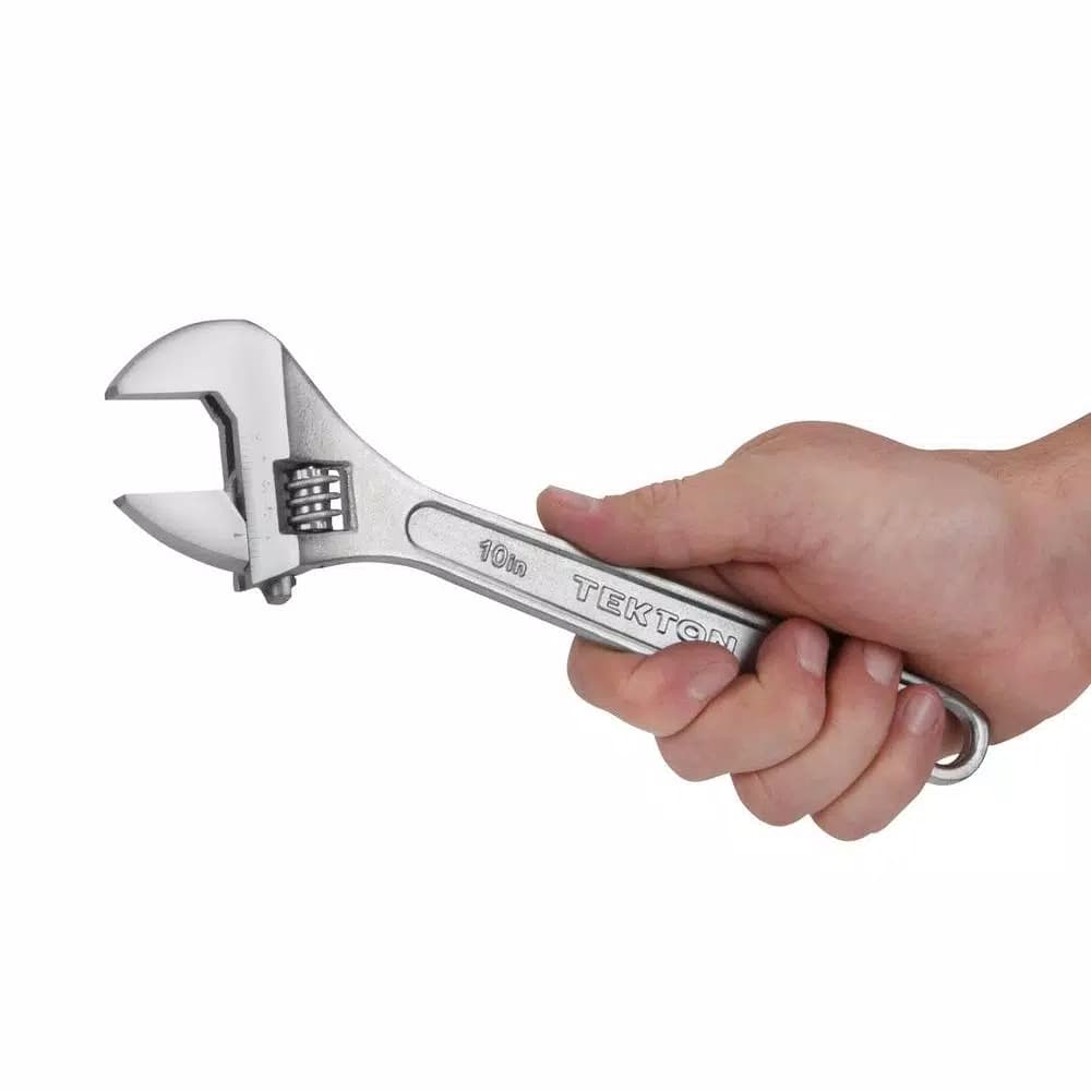 TEKTON 10 in. Adjustable Wrench, Carbon Steel with Satin Chrome Finish