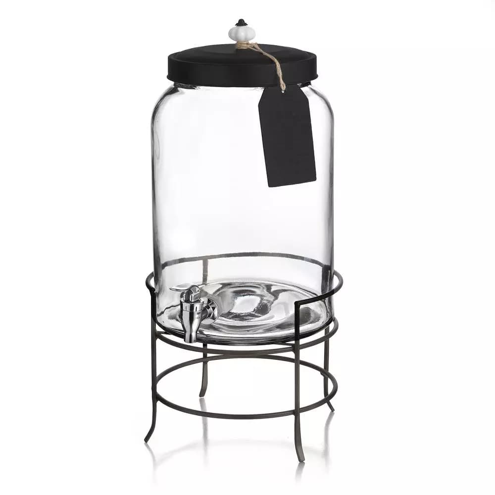 Style Setter Franklin 3 Gallon Glass Beverage Dispenser with Stand and Lid