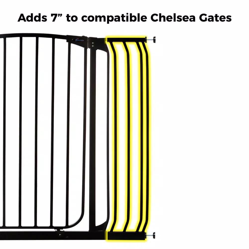 Dreambaby 7 in. Gate Extension for Chelsea Extra Tall Child Safety Gates, Black