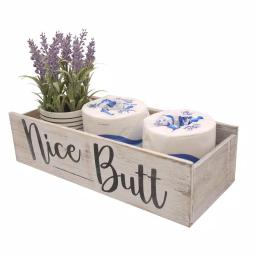 Admired By Nature Nice Butt Rustic Wooden Bathroom Decor Box, Farmhouse Toilet Tank Organizer Tray thumbnail 3