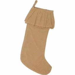 VHC Brands 20 in. Natural Cotton Burlap Ruffled Christmas Stocking - Farmhouse Style thumbnail 1