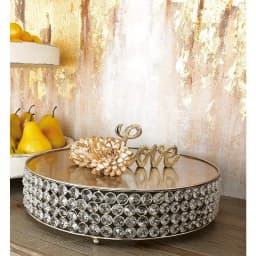 LITTON LANE Silver Iron Round Cake Stands with Crystal Bead Edge Detailing and Ball Feet, Set of 3 thumbnail 3