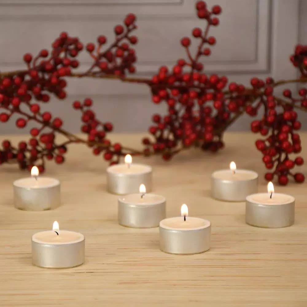 LUMABASE Extended Burn Unscented Tea Light Candles, 100-Count