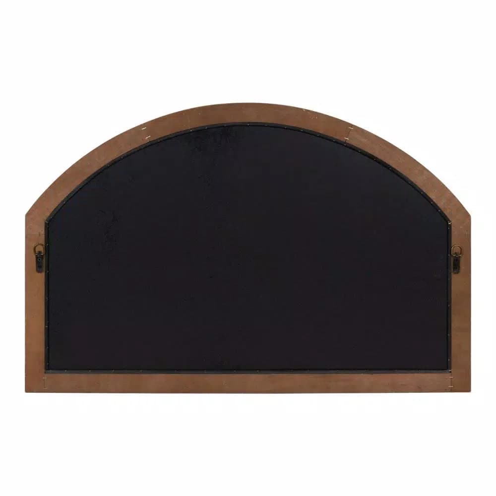 Kate and Laurel Haldron Rustic Brown Wood Arch Mirror with Iron Fretwork, 36 x 24 in.