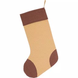 VHC Brands 20 in. Cotton Sequoia Creme White Rustic Christmas Stocking with Burgundy Check Accents thumbnail 2