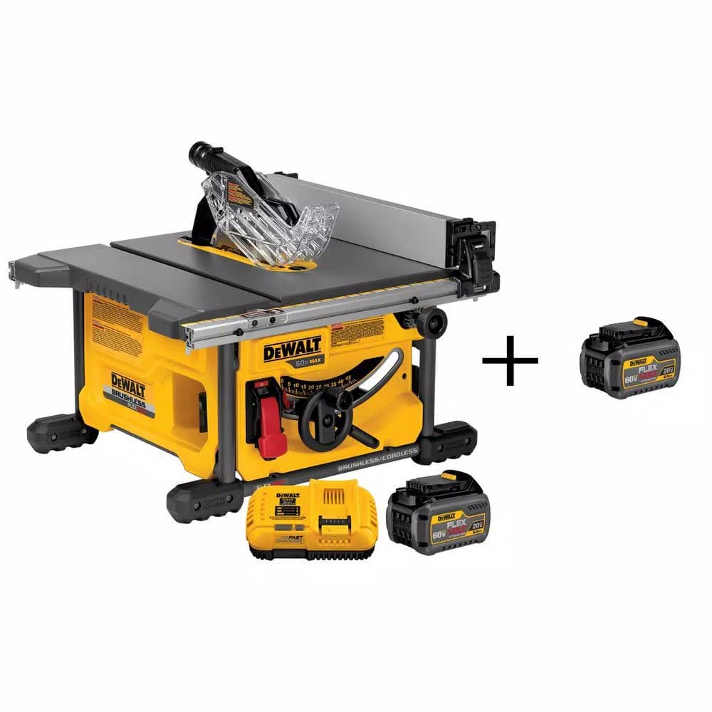 DEWALT FLEXVOLT 60V MAX Cordless Brushless 8-1/4 in. Table Saw Kit with (2) 6.0 Ah Batteries