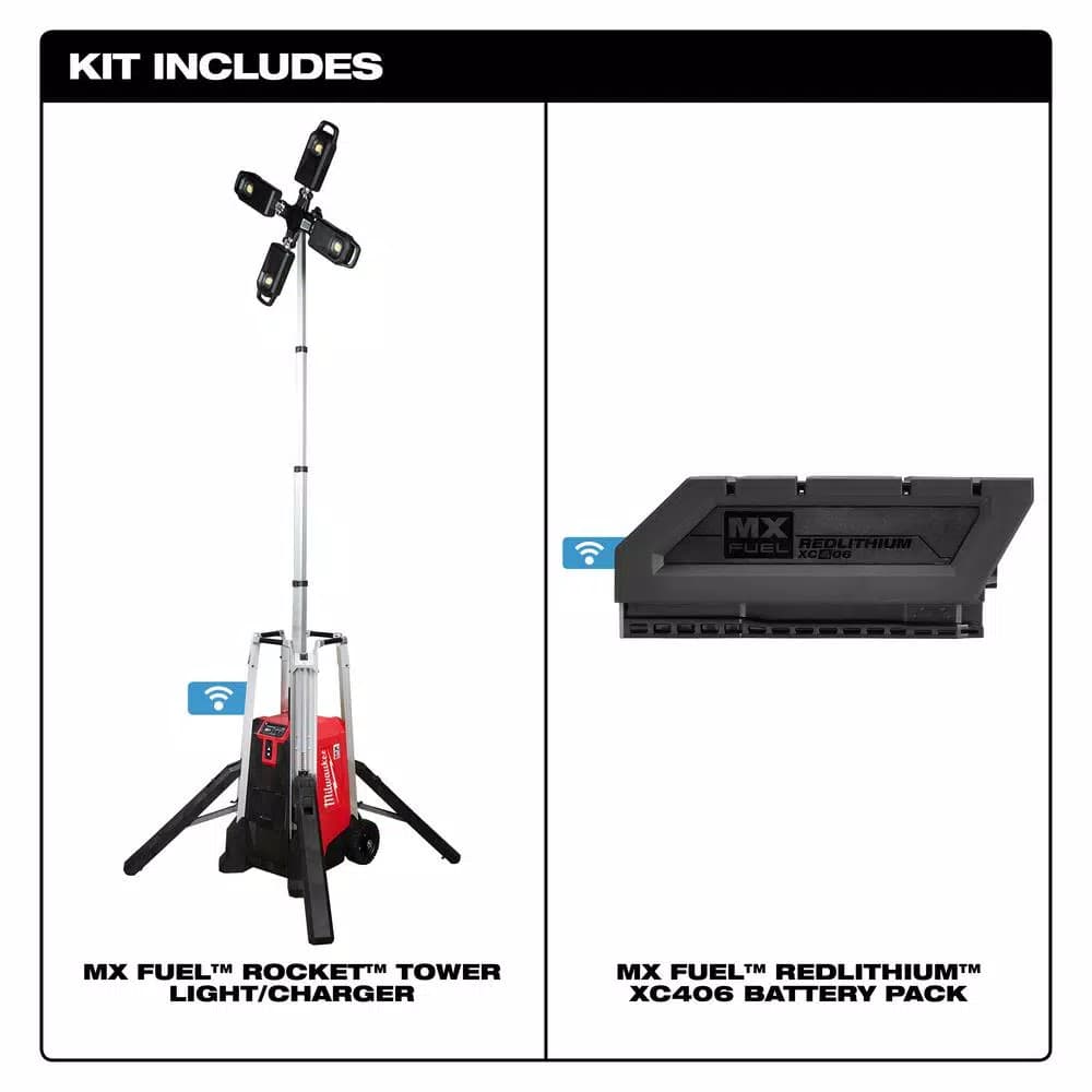 Milwaukee MX FUEL Lithium-Ion Cordless Rocket Tower Light with Integrated Charger
