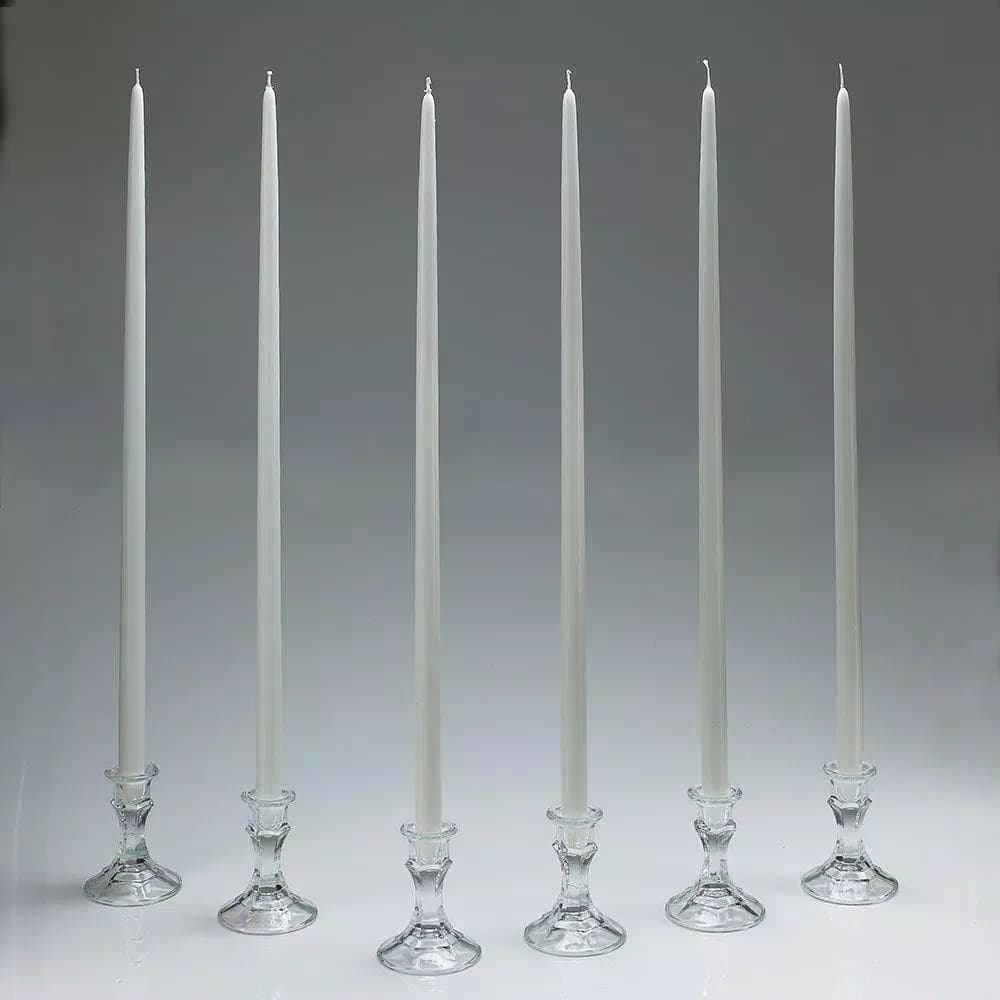 Light In The Dark Shop A Candle 24 in. White Taper Candles, Set of 12 - Dripless & Clean Burning