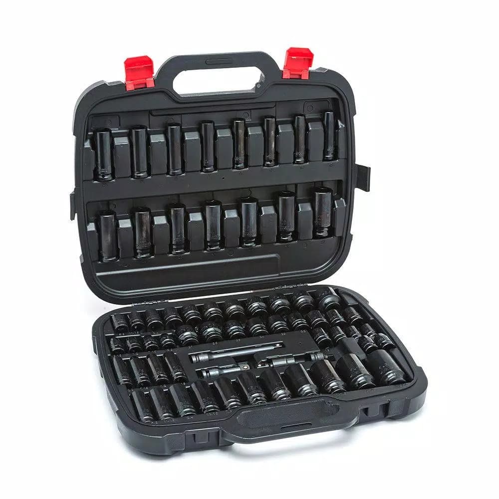 Husky 64-Piece 1/2 in. Drive SAE and Metric Impact Socket Set