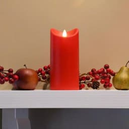 LUMABASE 7 in. Red Battery Operated Pillar Candle with Moving Flame thumbnail 5