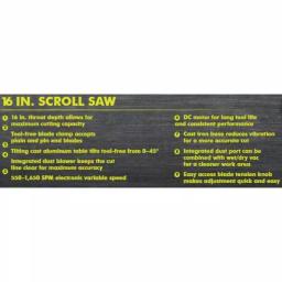 RYOBI 1.2 Amp Corded 16 in. Scroll Saw with Variable Speed thumbnail 9